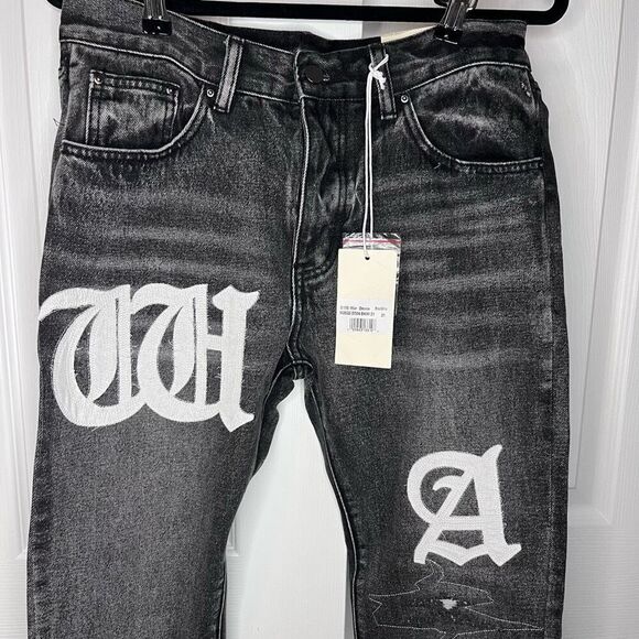 NWT mnml Men's D198 War Straight Denim Size 31 Distressed gray black denim - Picture 3 of 9